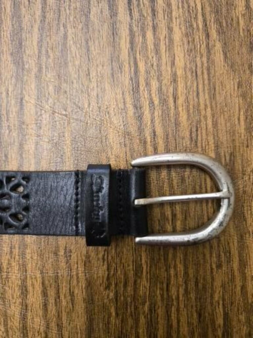 LUCKY BRAND Women's Black Leather Laser Cut Studded Belt w/Silver Buckle Medium - Picture 4 of 10